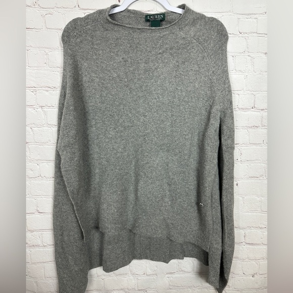 Lauren Ralph Lauren Lambswool blend Poncho Sweater Cape gray Womens One Size - Picture 1 of 5